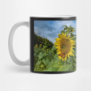 Orange Butterfly and Sunflower Mug
